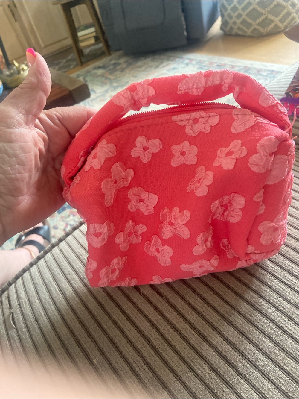 Pink Floral Cosmetic Pouch